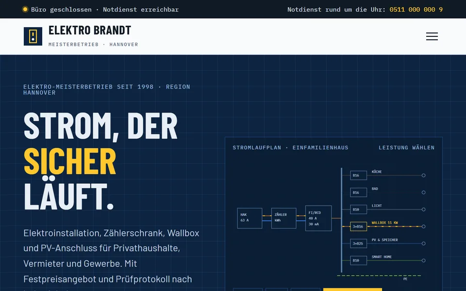Website-Beispiel Handwerksbetrieb